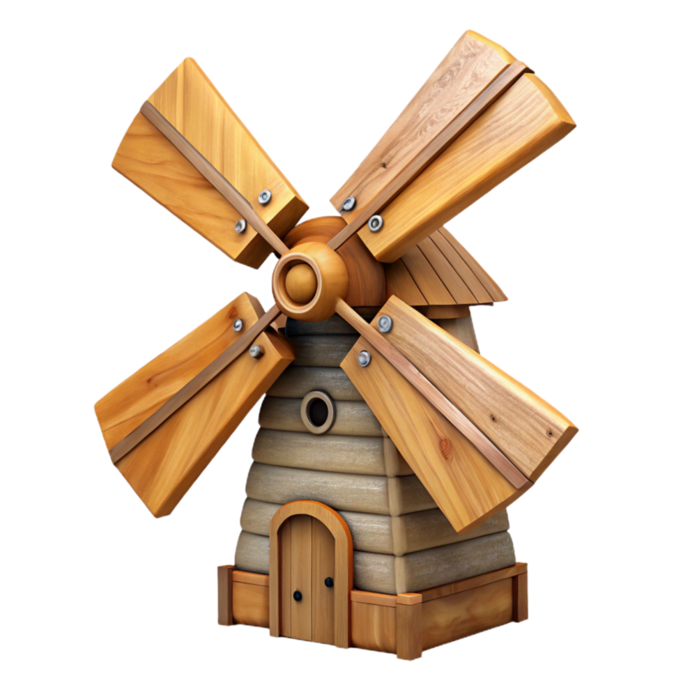impressive artistic Windmill Wooden Blades Rotating Blades Cutout genuine png