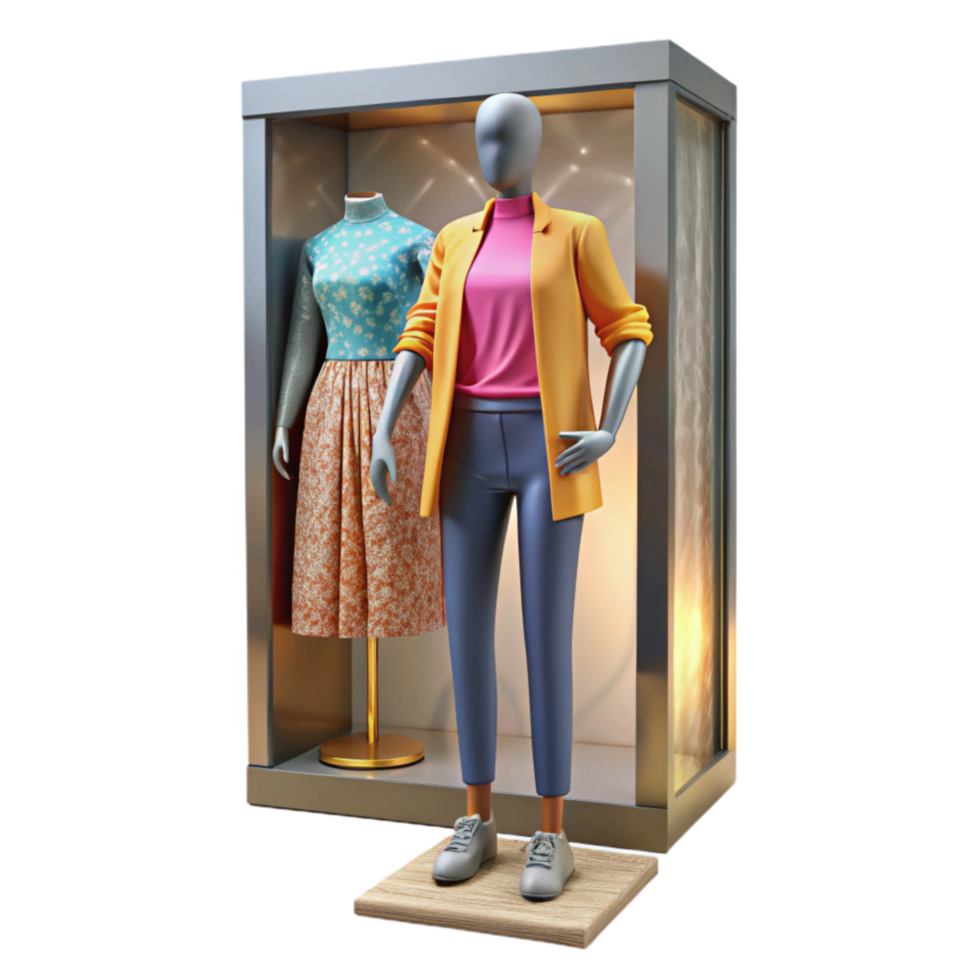 dramatic minimalist Window Display Mannequin Fashion Clothing Isolated high quality png