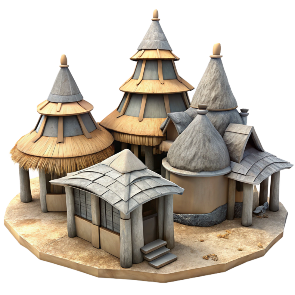 stunning contemporary Forgotten Village Hutched Roofs Isolated high quality png