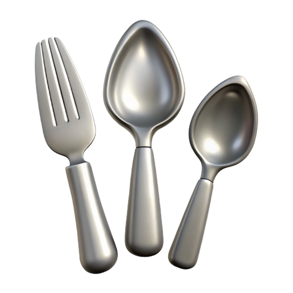 dramatic vintage Fork Spoon and Knife Set Silver Isolated Cutout high resolution png