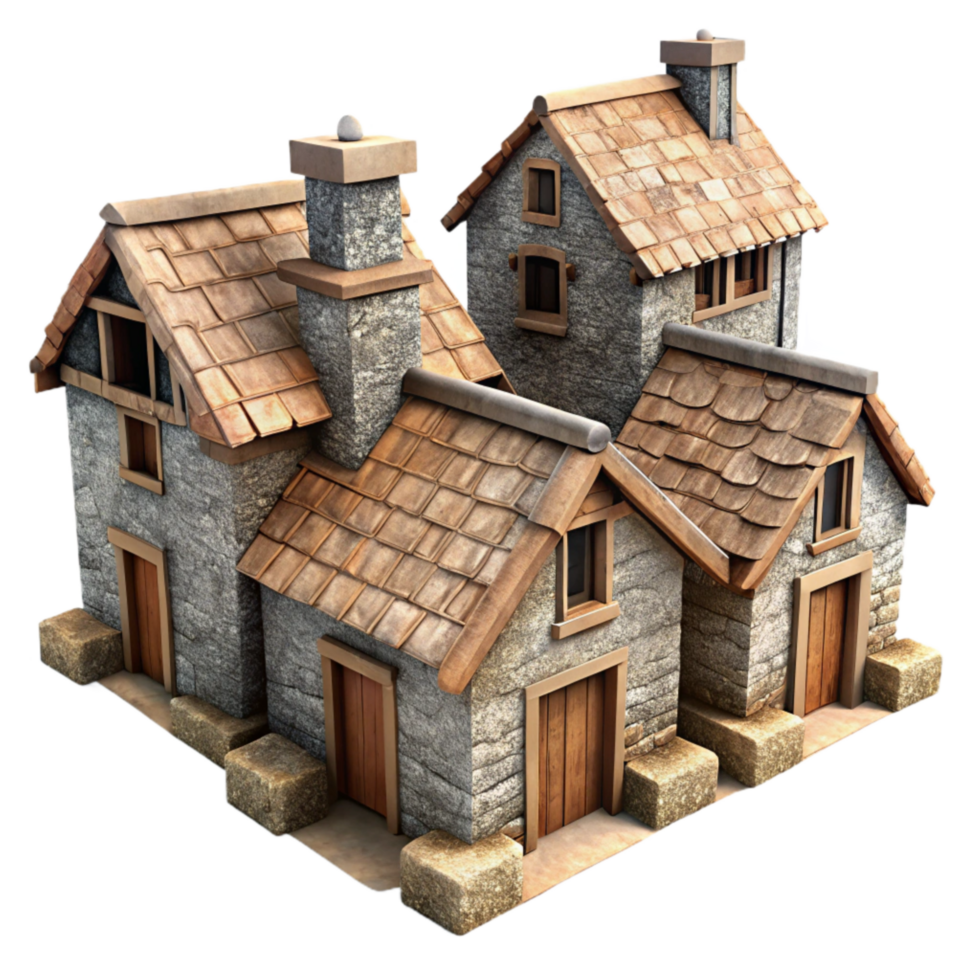 extraordinary minimalist Forgotten Village Stone Houses Isolated high quality png