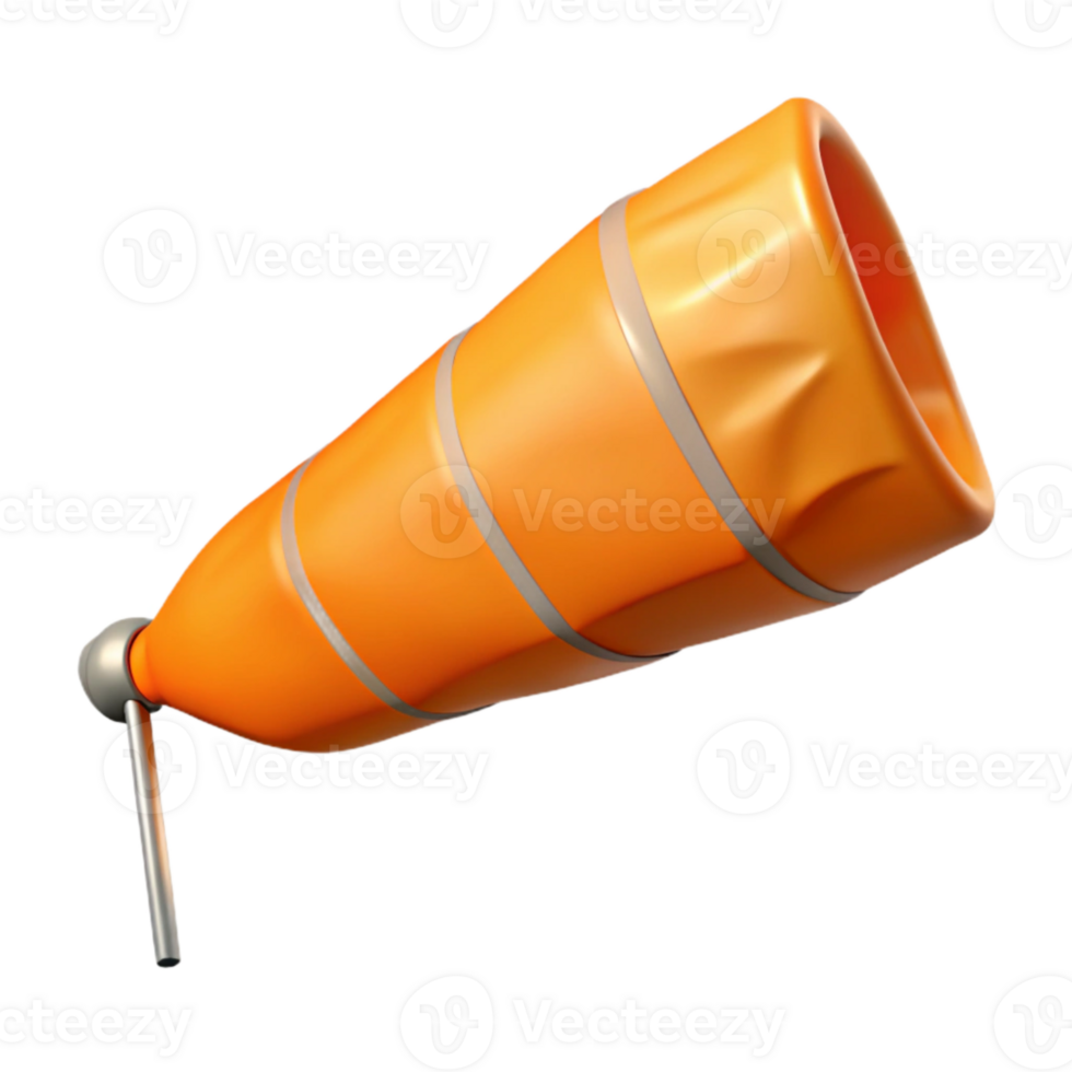 elegant rustic Windsock Orange Flowing in Wind Isolated Cutout high resolution png