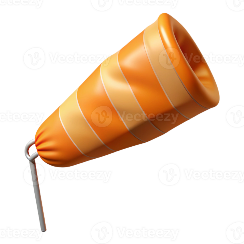 beautiful artistic Windsock Orange Flowing in Wind Isolated Cutout high resolution png