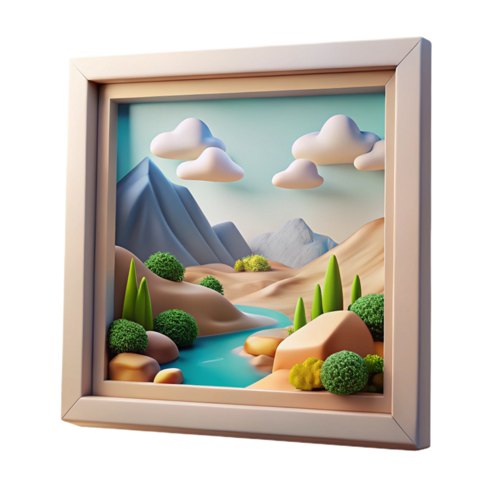 magnificent contemporary Framed Artwork Landscape Scene Transparent Background authentic png