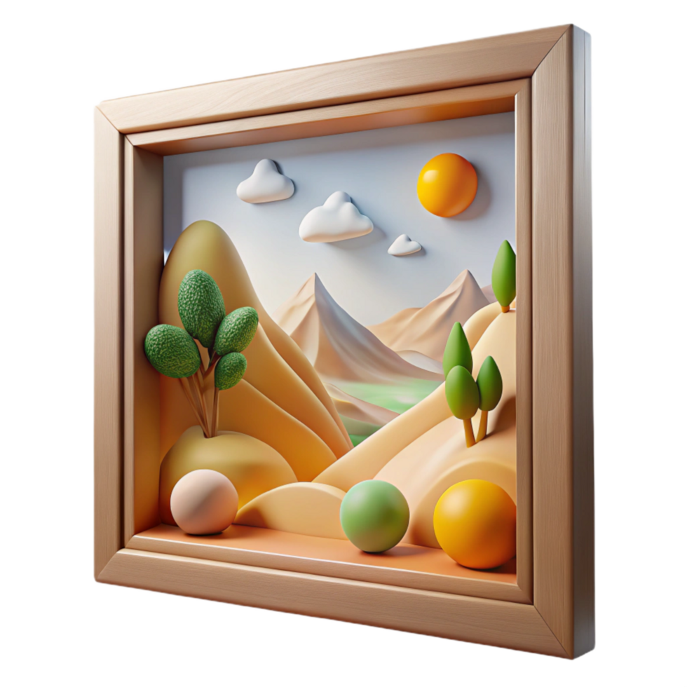 magnificent traditional Framed Artwork Landscape Scene Transparent Background professional png