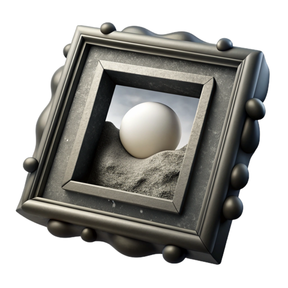 serene minimalist Framed Photograph Black and White Transparent Background exclusive png