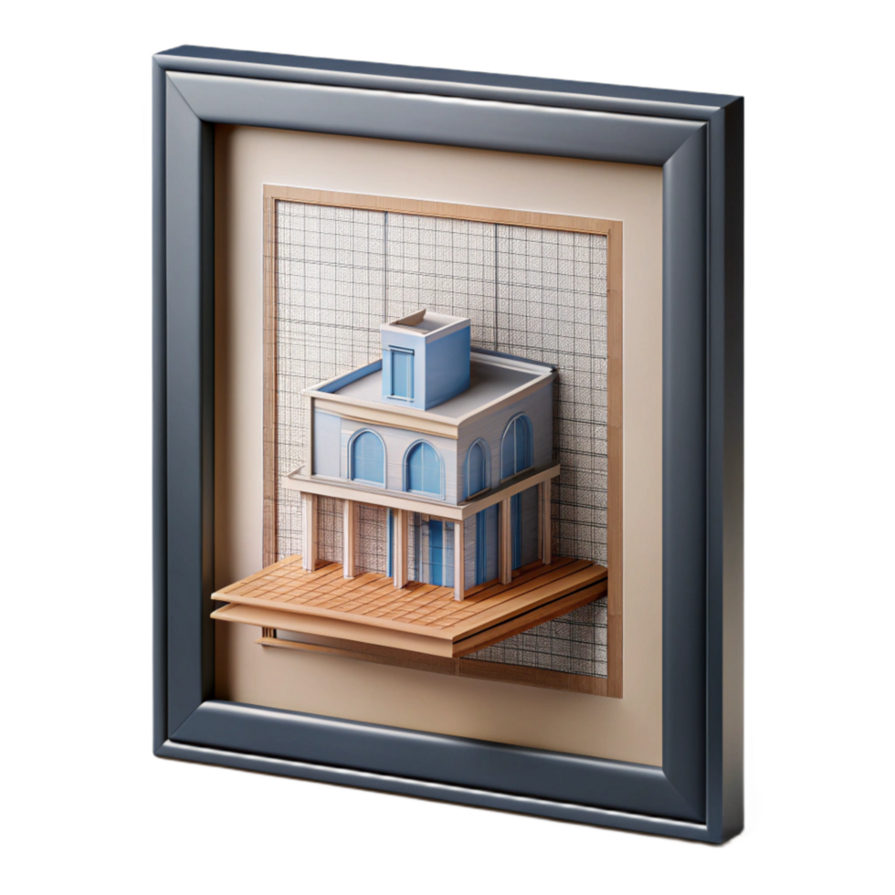 beautiful artistic Framed Print Architectural Drawing Isolated genuine png