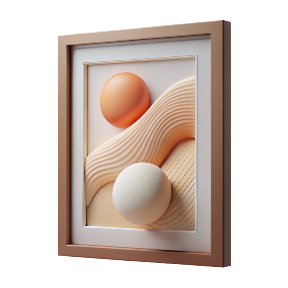 serene modern Framed Print Minimalist Style Transparent Background authentic png