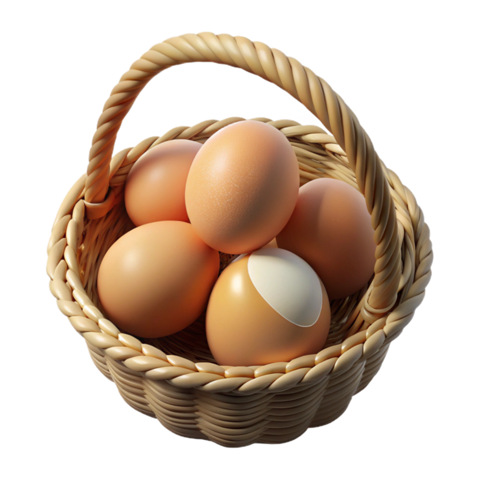 serene minimalist Fresh Eggs in Basket Cutout Top View high quality png