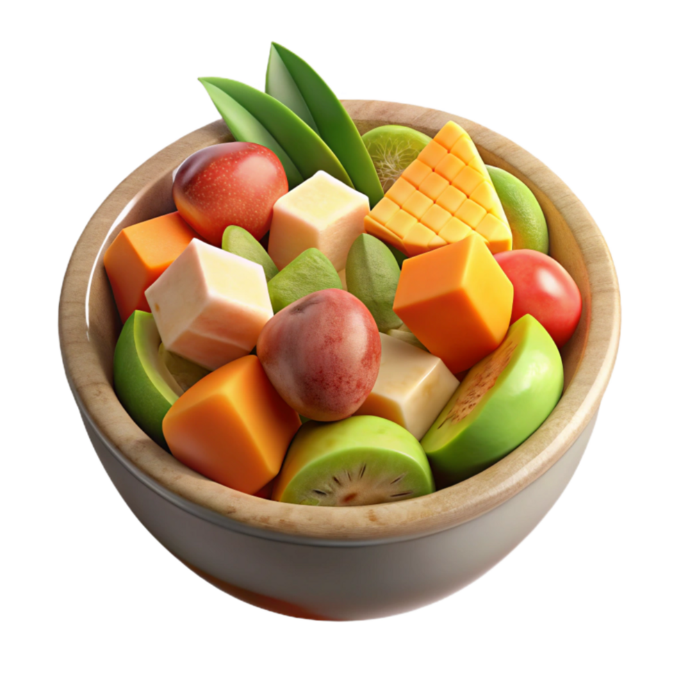 elegant artistic Fresh Fruit Salad Top View Isolated exclusive png