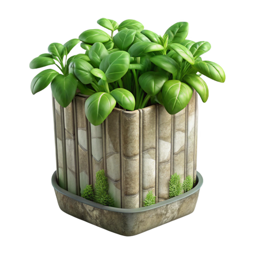 vibrant minimalist Fresh Herbs Growing in Vertical System Transparent Background detailed png