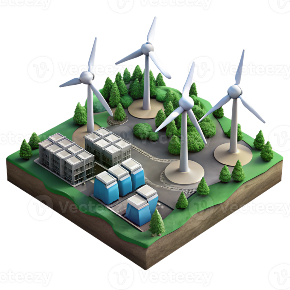 impressive rustic Wind Turbine Farm Aerial View Cutout png
