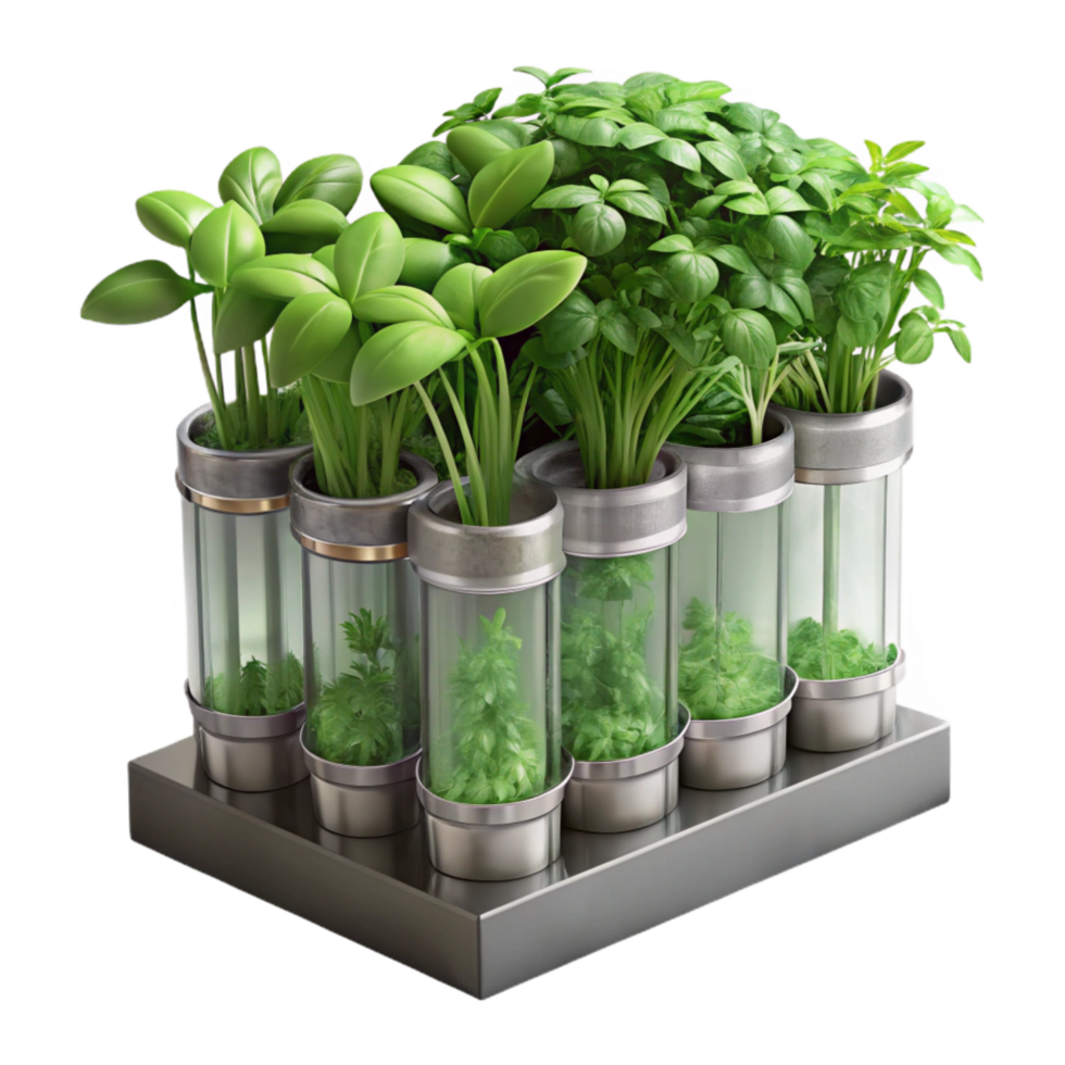 beautiful rustic Fresh Herbs Growing in Vertical System Transparent Background high quality png