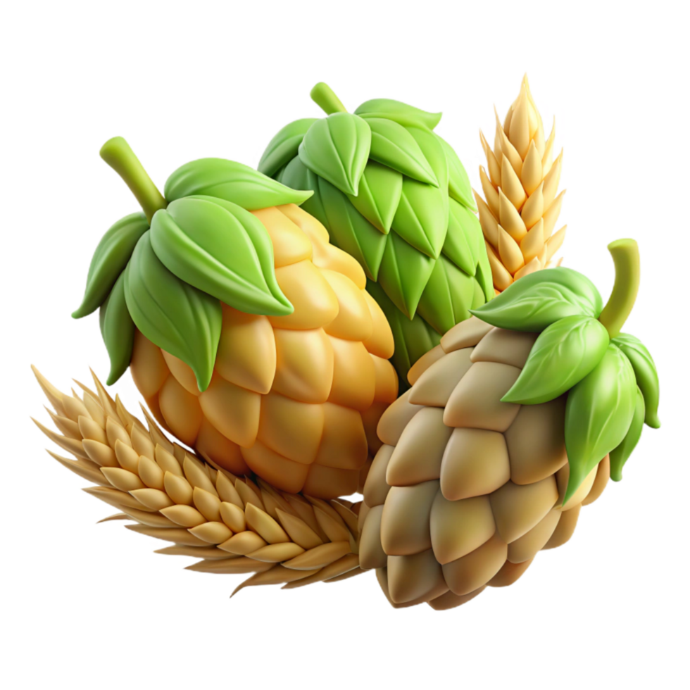 dramatic minimalist Fresh Hops and Barley Isolated Element professional png