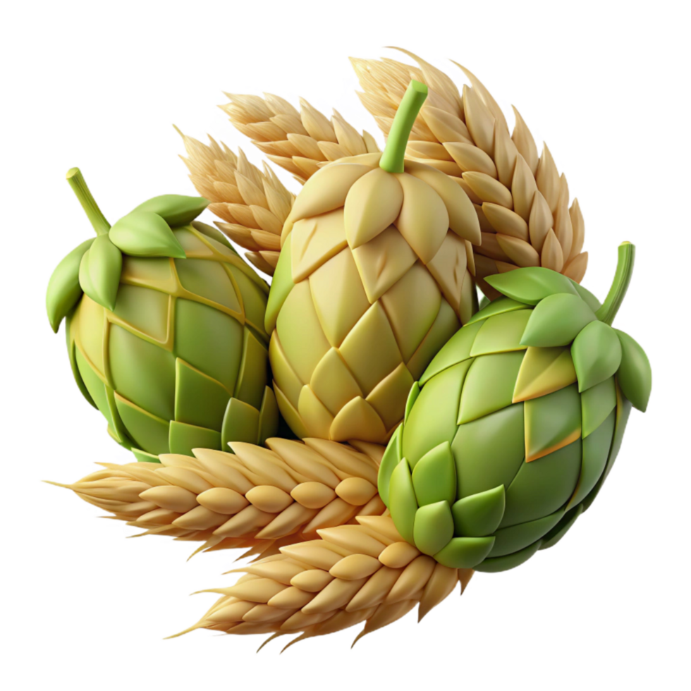impressive contemporary Fresh Hops and Barley Isolated Element high resolution png