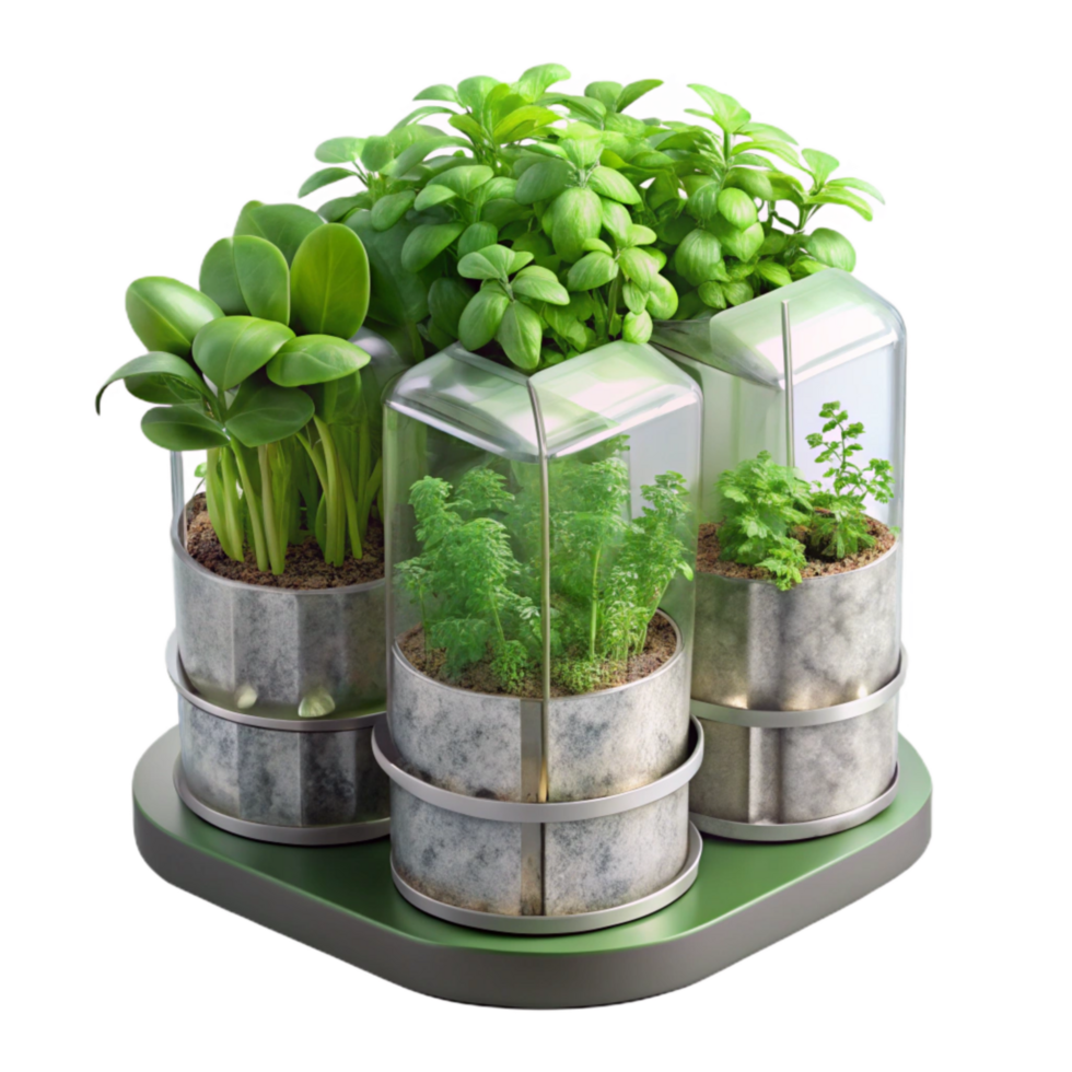 vibrant rustic Fresh Herbs Growing in Vertical System Transparent Background high resolution png