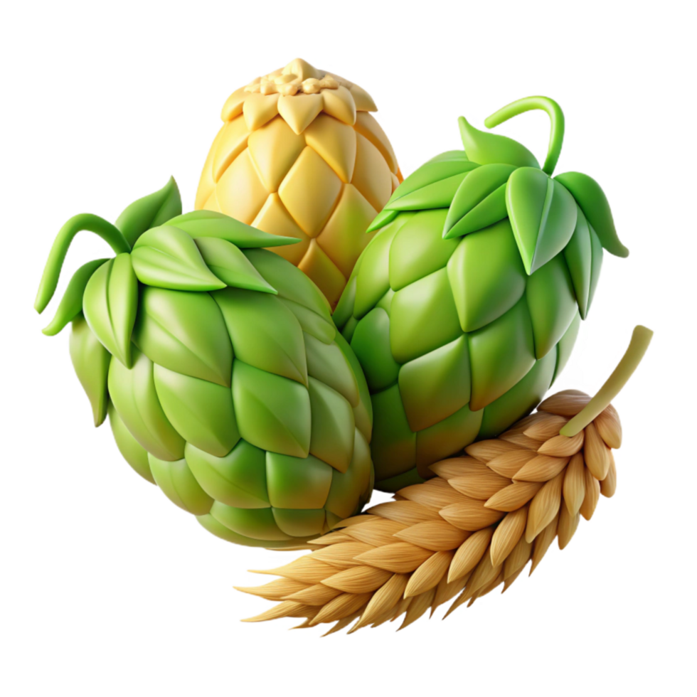 dramatic modern Fresh Hops and Barley Isolated Element premium png