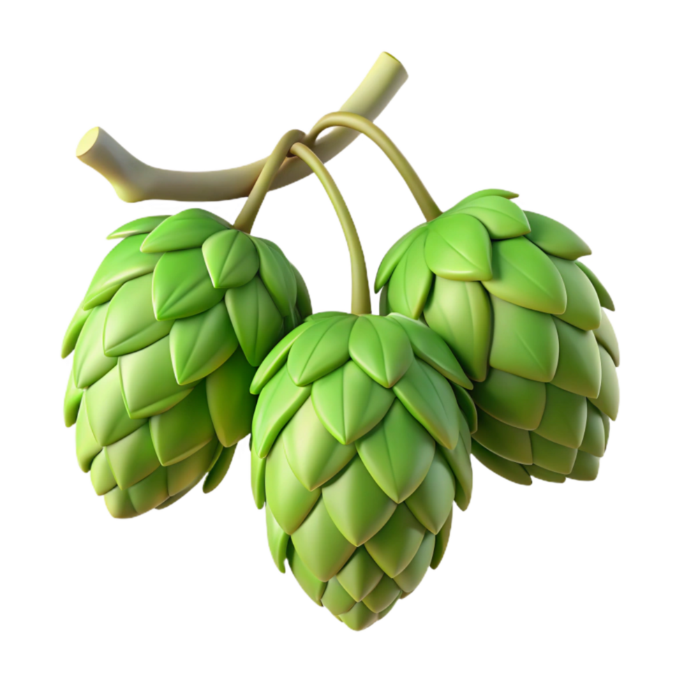 vibrant contemporary Fresh Hops Cones on Vine Cutout png