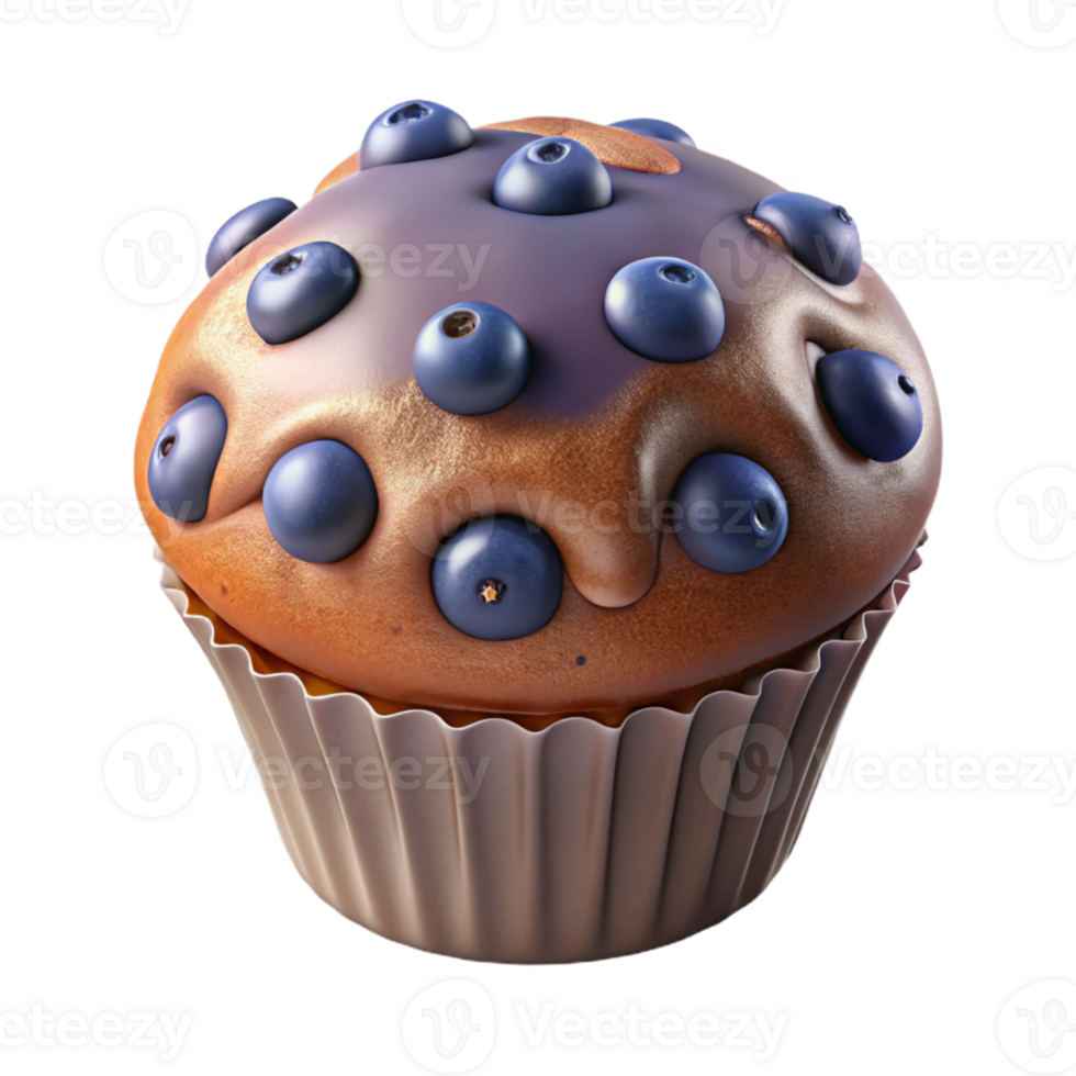 wonderful creative Freshly Baked Muffin Blueberry Topping Isolated high resolution png