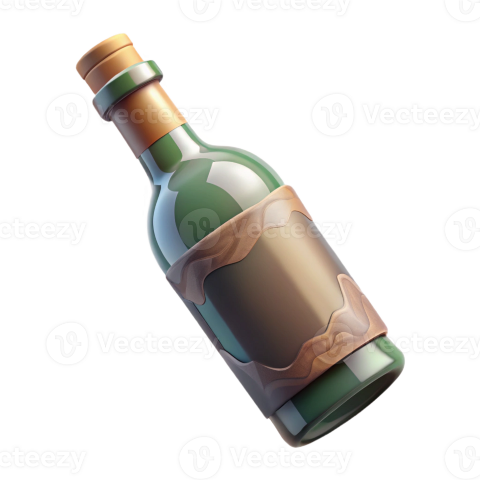 elegant contemporary Wine Bottle Isolated Transparent Background with Cork genuine png