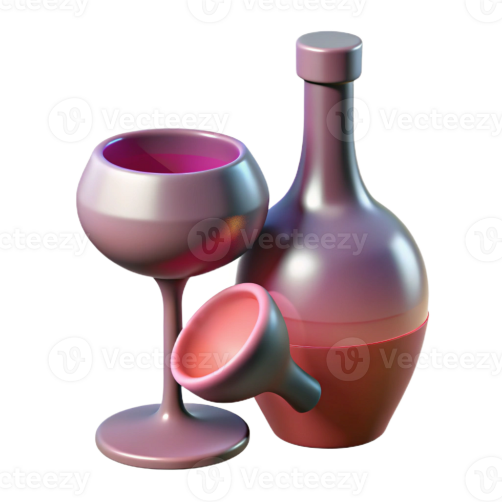 dramatic traditional Wine Glass and Bottle Isolated Element Romantic exclusive png
