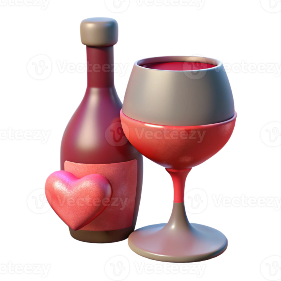 wonderful abstract Wine Glass and Bottle Isolated Element Romantic png