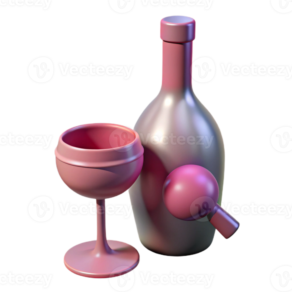 dramatic rustic Wine Glass and Bottle Isolated Element Romantic png