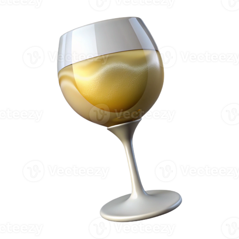 serene modern Wine Glass with White Wine Isolated png