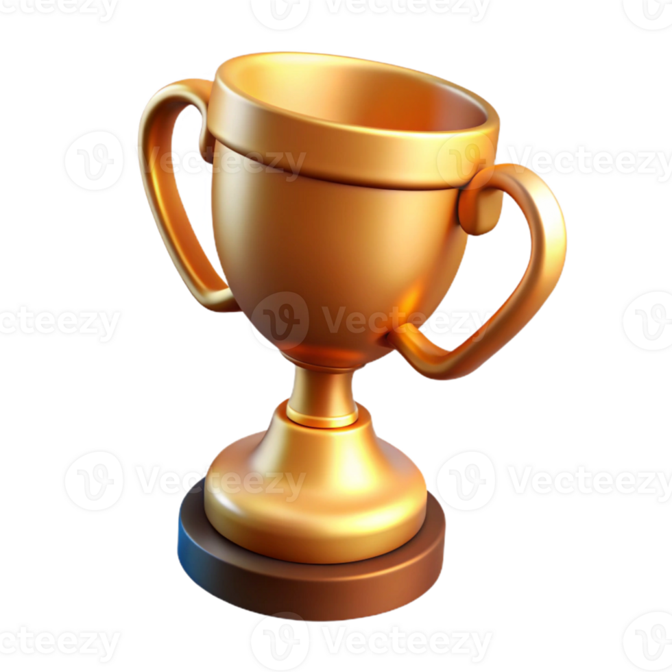 beautiful creative Winning Trophy Gold Color Front View Cutout detailed png