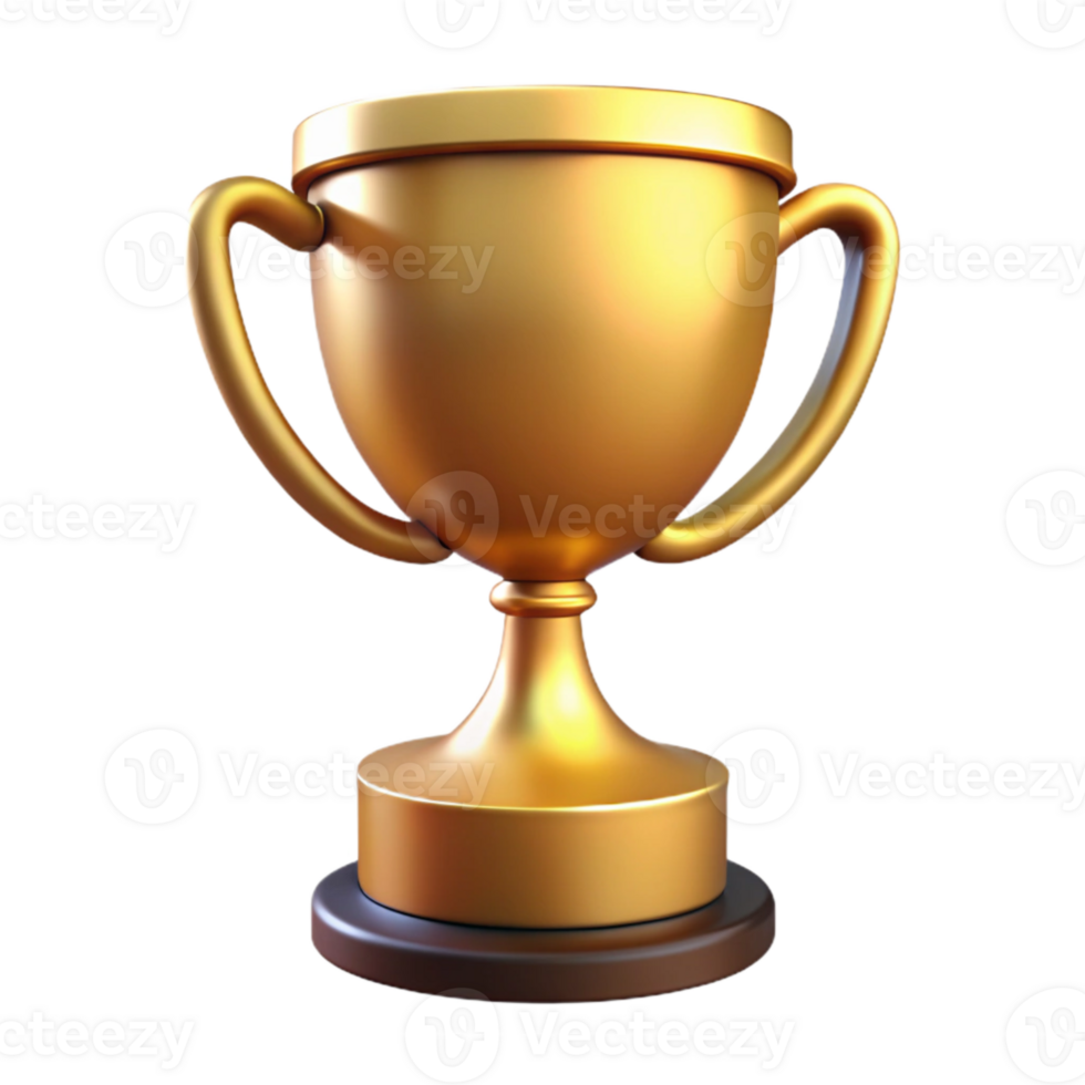 elegant classic Winning Trophy Gold Color Front View Cutout professional png