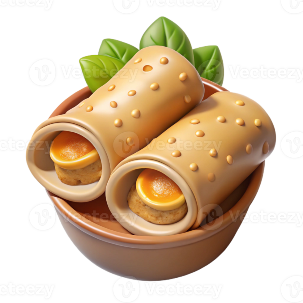 elegant modern Fresh Spring Rolls with Peanut Sauce Isolated detailed png