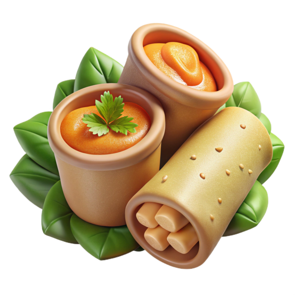 Fresh Spring Rolls with Peanut Sauce Isolated png