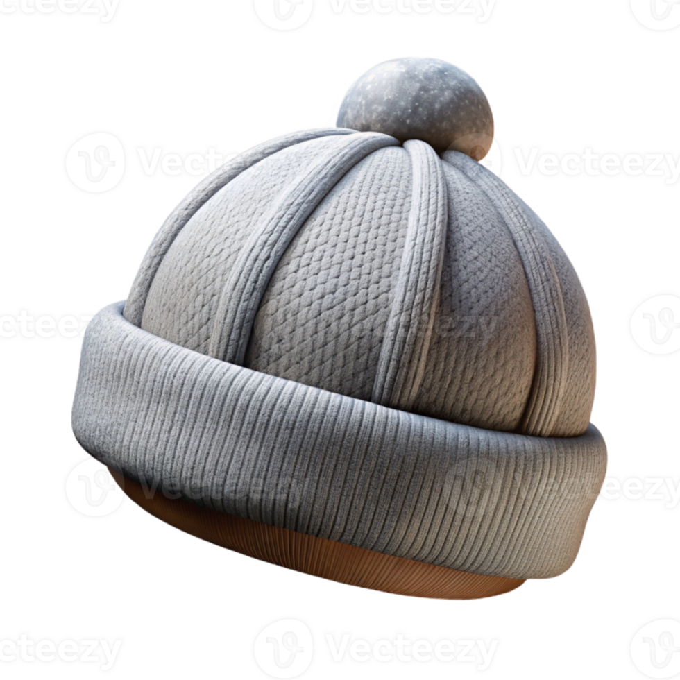 serene creative Winter Beanie Hat Knitted Grey and Warm Isolated premium png