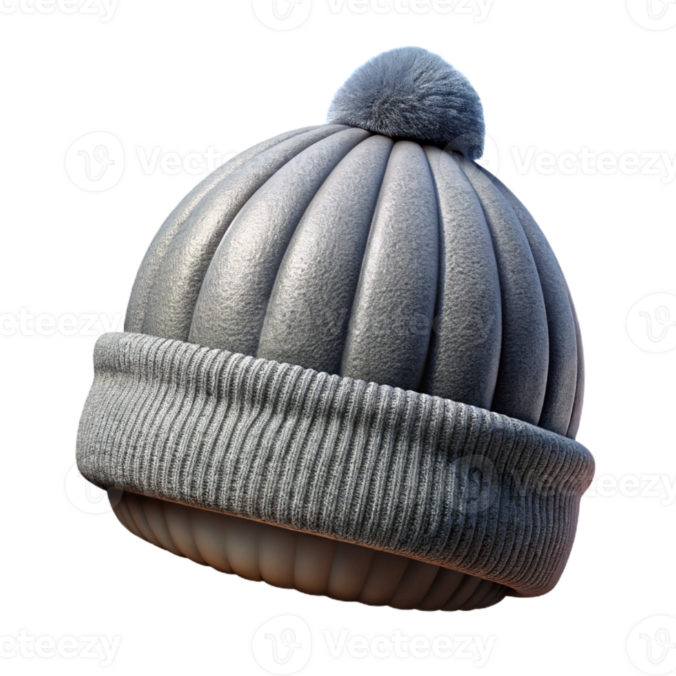 stunning minimalist Winter Beanie Hat Knitted Grey and Warm Isolated png