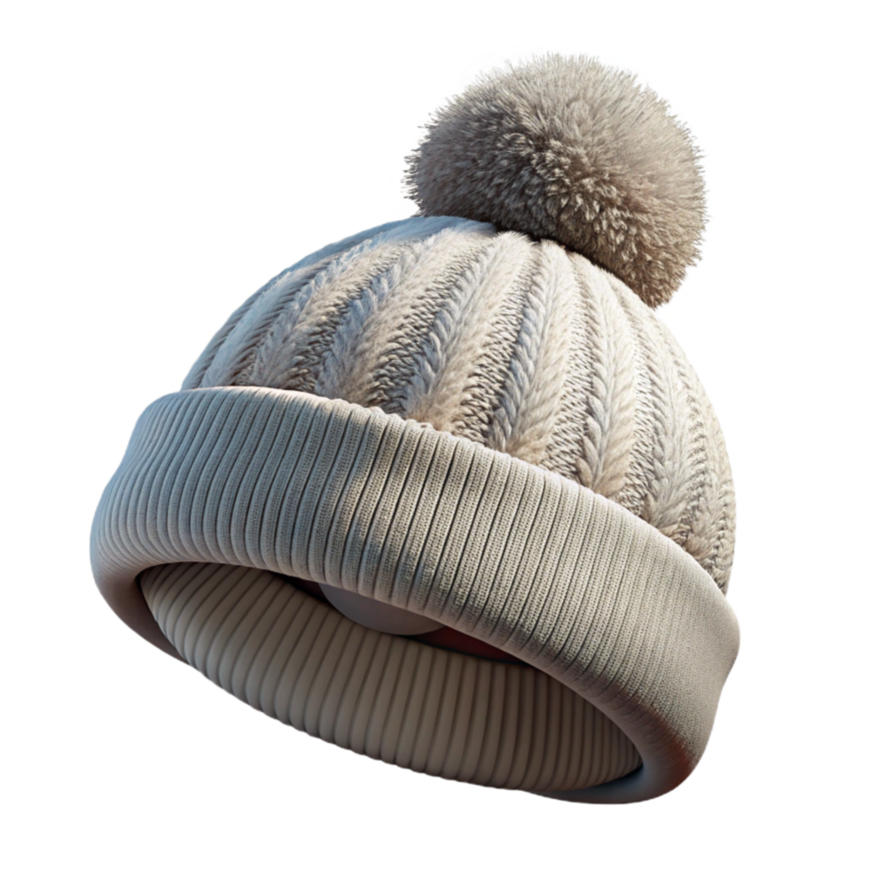 vibrant contemporary Winter Hat Pom Pom Detail Transparent Background Cutout genuine png