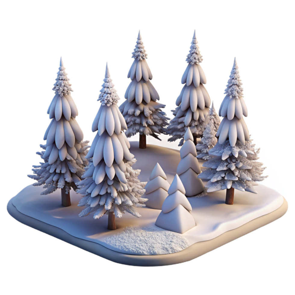 elegant abstract Winter Landscape with Snow Covered Trees Transparent Background high resolution png