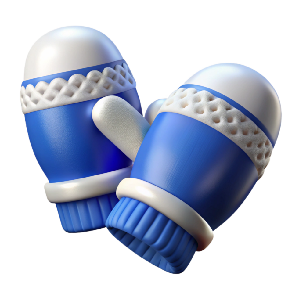 extraordinary traditional Winter Mittens Knitted Blue and White Transparent Background exclusive png