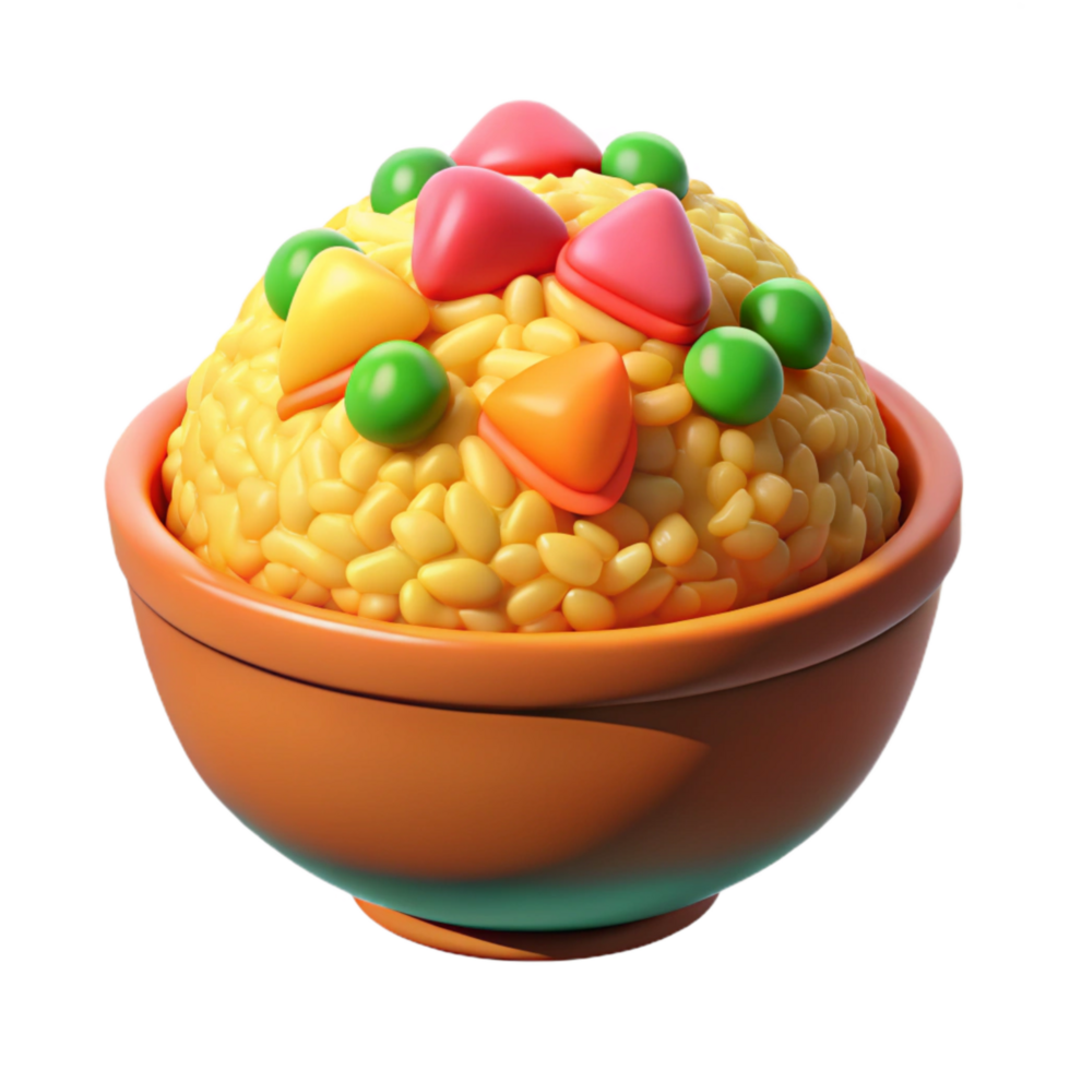 elegant traditional Fried Rice Colorful Vegetables Isolated premium png