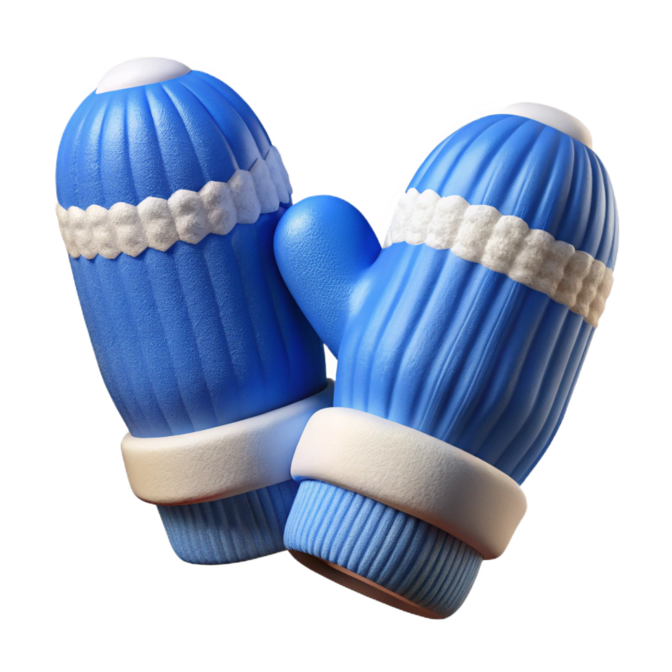 wonderful creative Winter Mittens Knitted Blue and White Transparent Background professional png