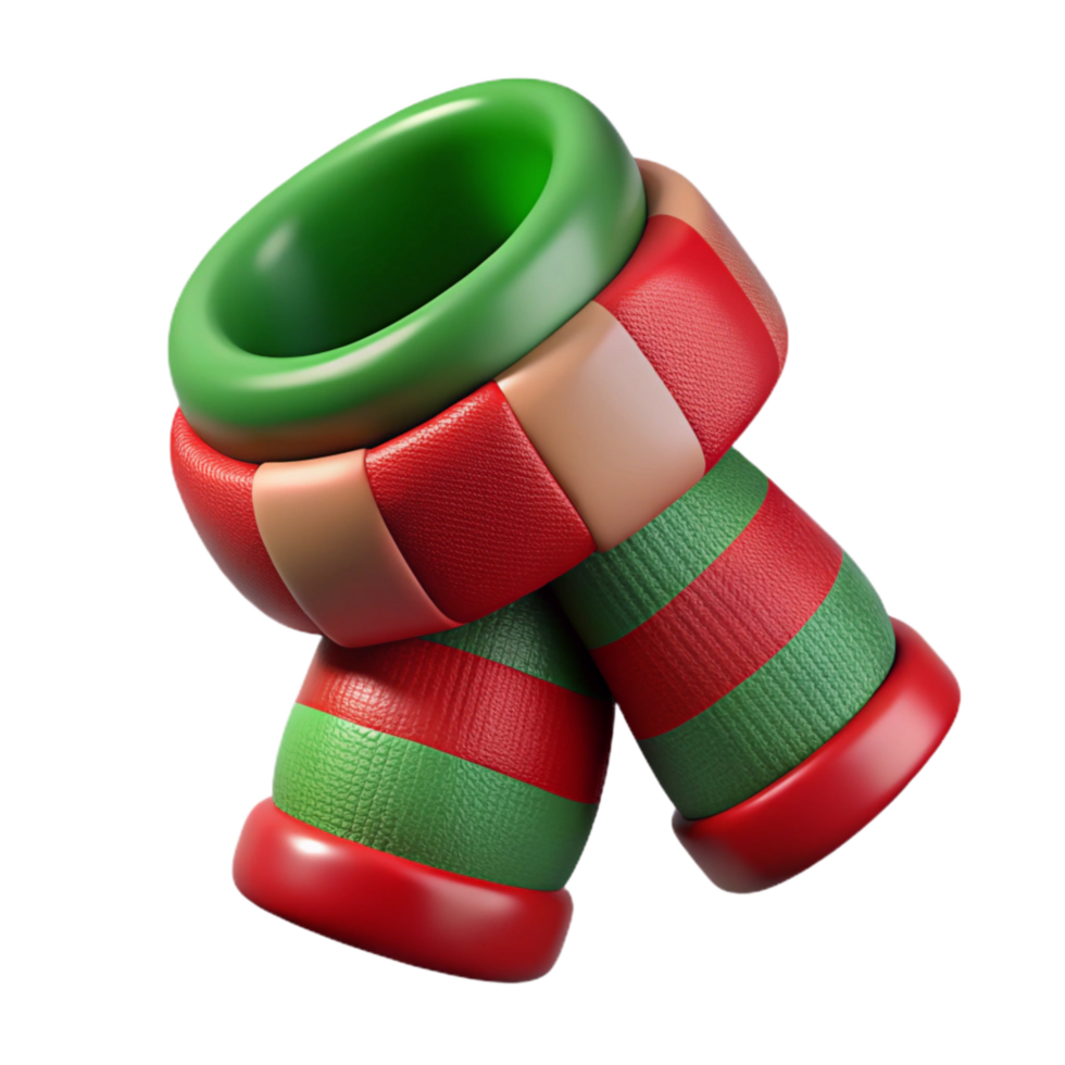 vibrant rustic Winter Scarf Knitted Red and Green Isolated png