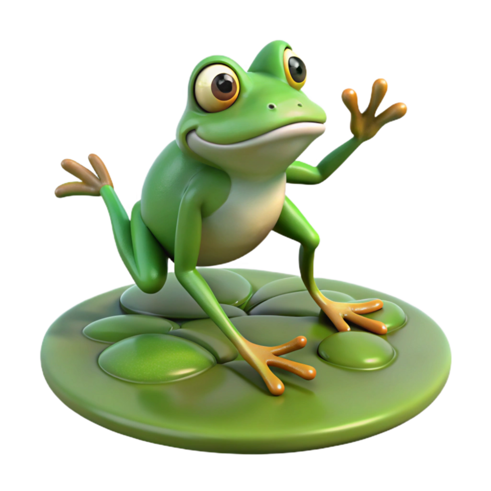 impressive traditional Frog Jumping on Lily Pad Isolated premium png