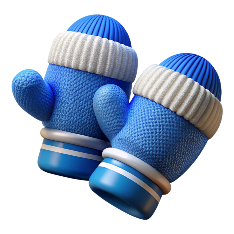 impressive classic Winter Mittens Knitted Blue and White Transparent Background png