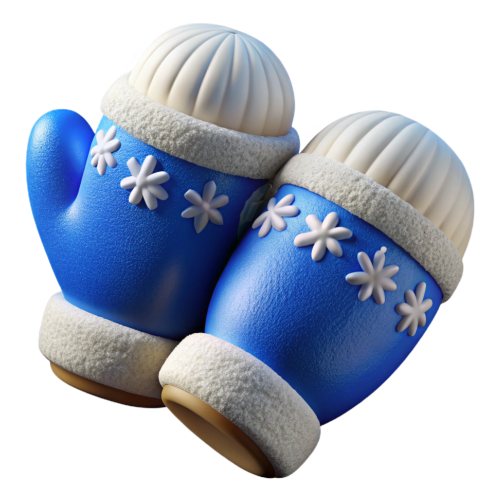 serene modern Winter Mittens Knitted Blue and White Transparent Background high resolution png