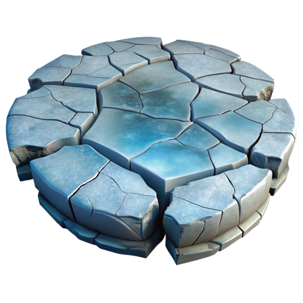 dramatic artistic Frozen Lake Surface Cracked Transparent Background Isolated professional png