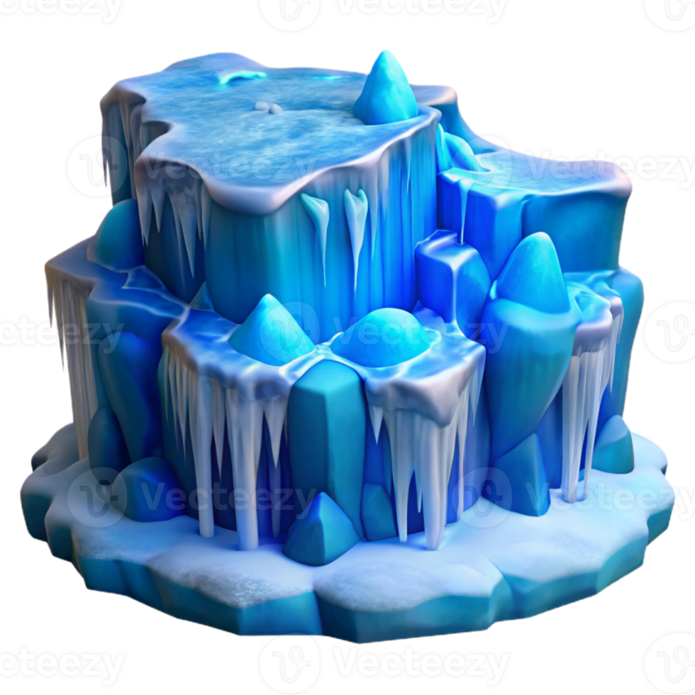 serene rustic Frozen Waterfall Ice Formations Blue Hues Cutout detailed png