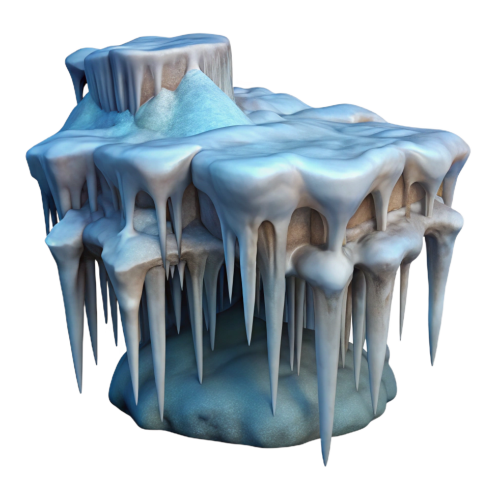 serene creative Frozen Waterfall Icicles Hanging Transparent Background Cutout high quality png