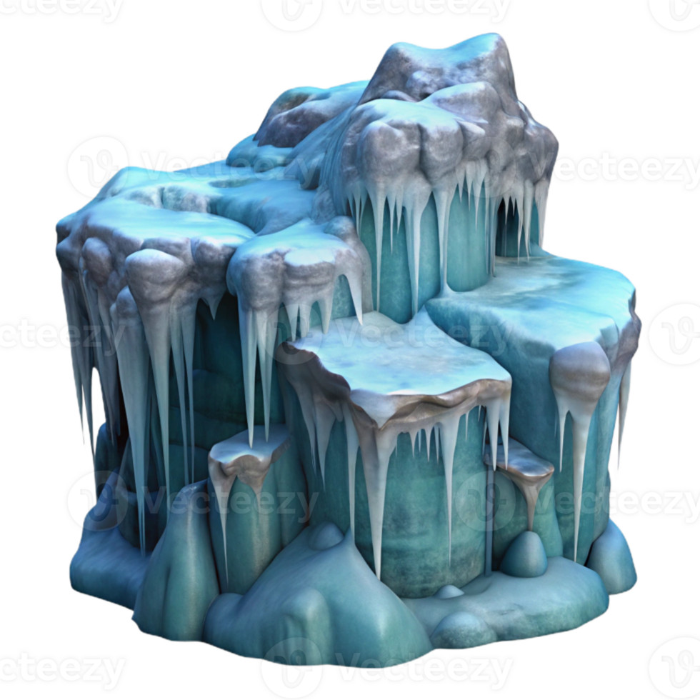 impressive creative Frozen Waterfall with Ice Cave Isolated authentic png