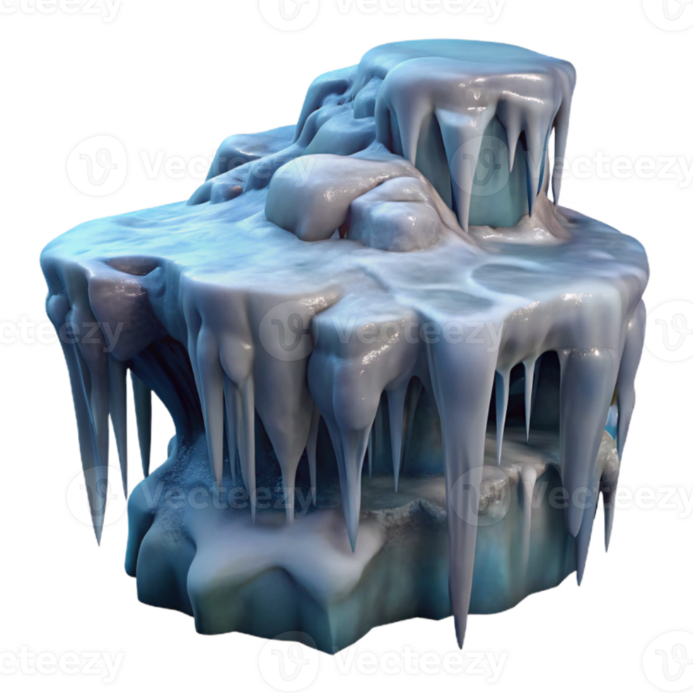 dramatic contemporary Frozen Waterfall with Icicles Isolated high quality png