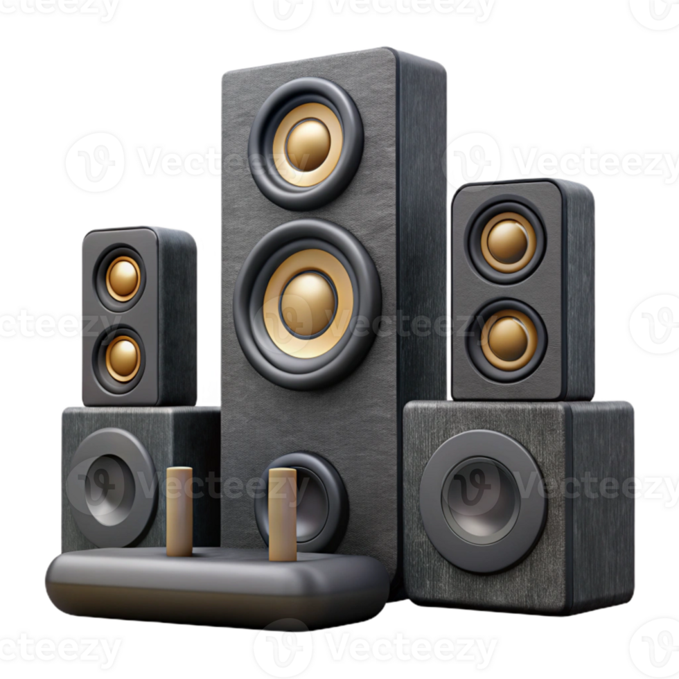 elegant rustic Wireless Home Theater System Black Speakers Cutout premium png