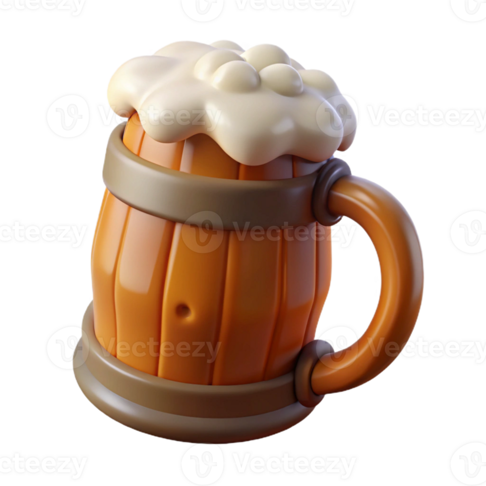 dramatic minimalist Full Beer Mug with Foam Head Transparent Background professional png